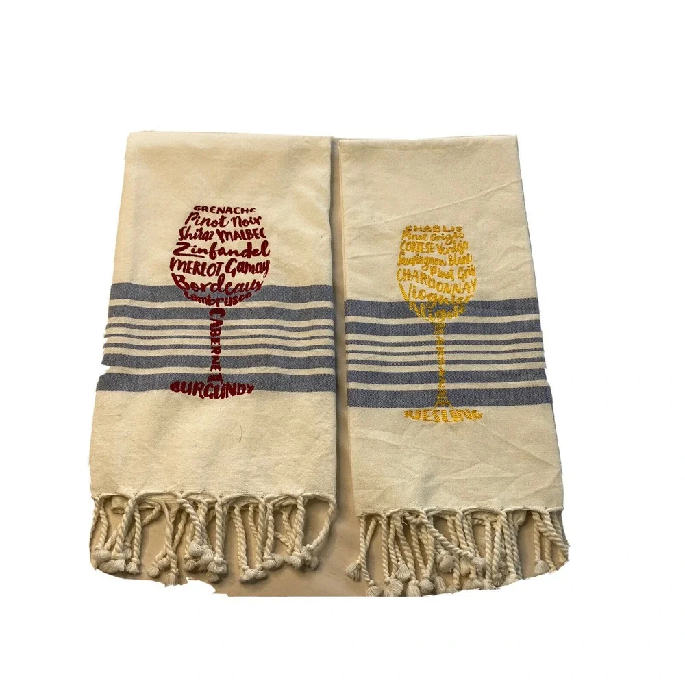 Beachable Wine Towels Set Funny Coastal Cottagecore Kitchen Bar Gift Decor